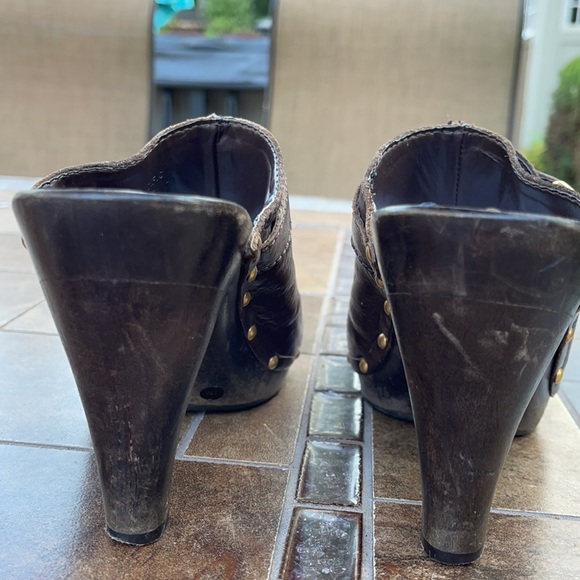 Antonio Melani Pacific Platform Mules are a Dark Brown Leather - Picture 3 of 7